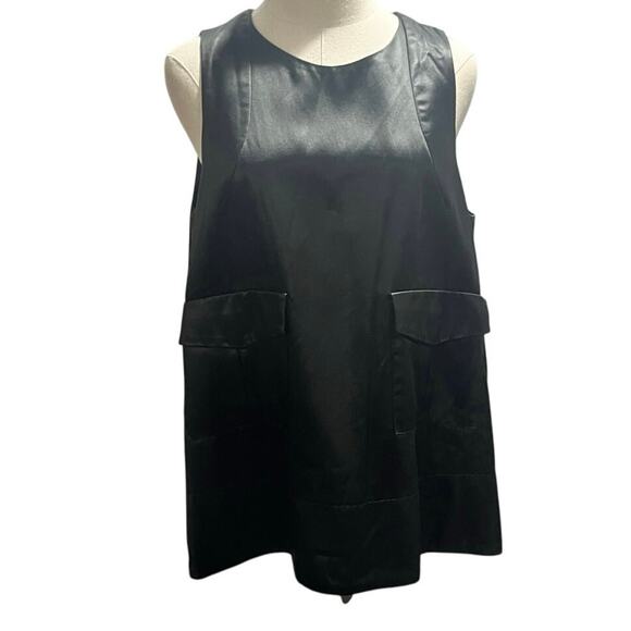 Carven Modern Deconstructed Black Sleeveless Asymmetrical Pockets Top Sz 42/10 - Picture 6 of 10